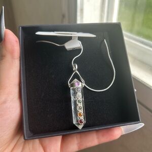Clear Quartz chakra gemstone pendant necklace boho crystal fairycore cottagecore